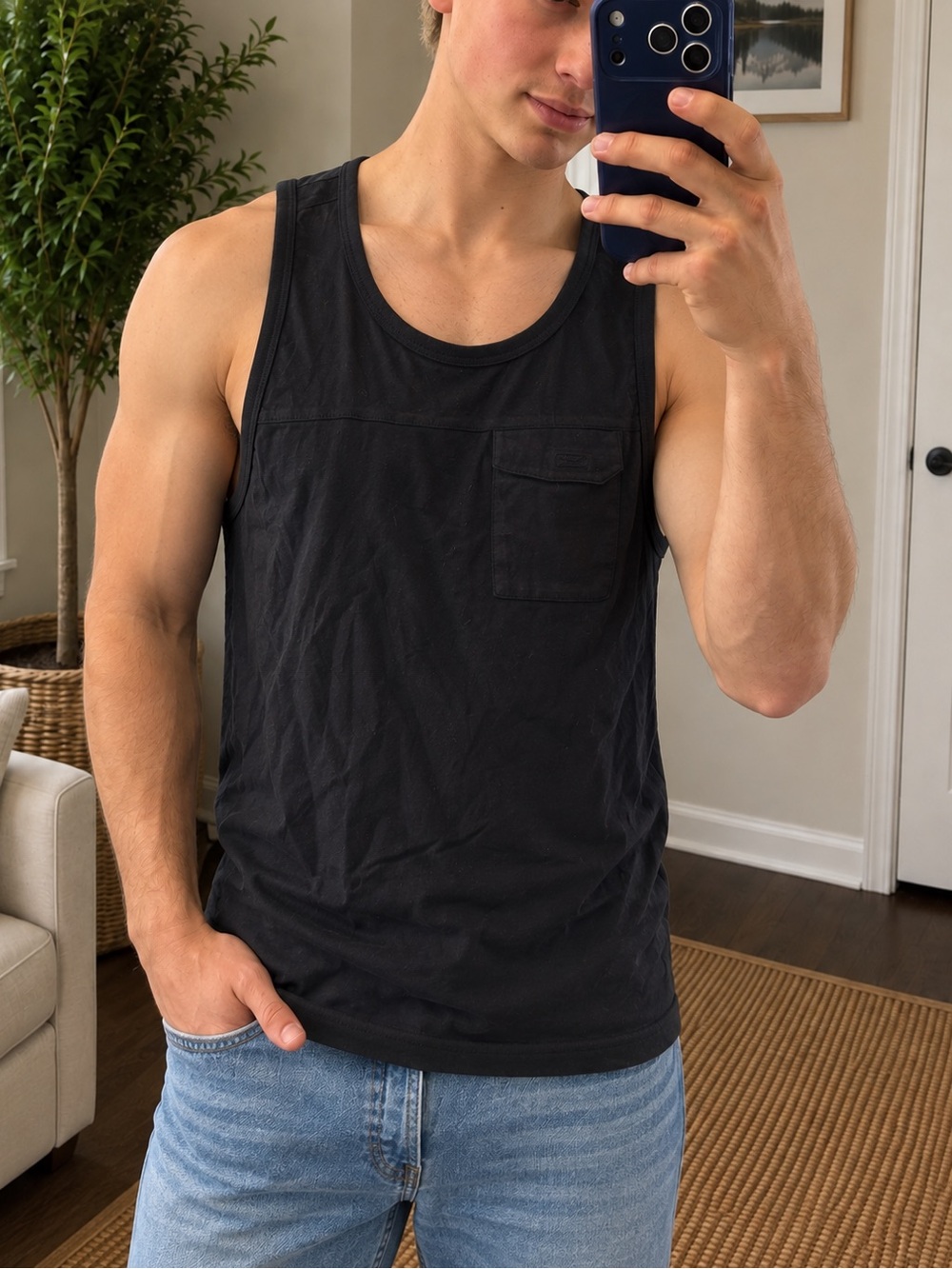 Nasty Pig Men’s Tank Top S Black Cotton Tonal Chest Pocket